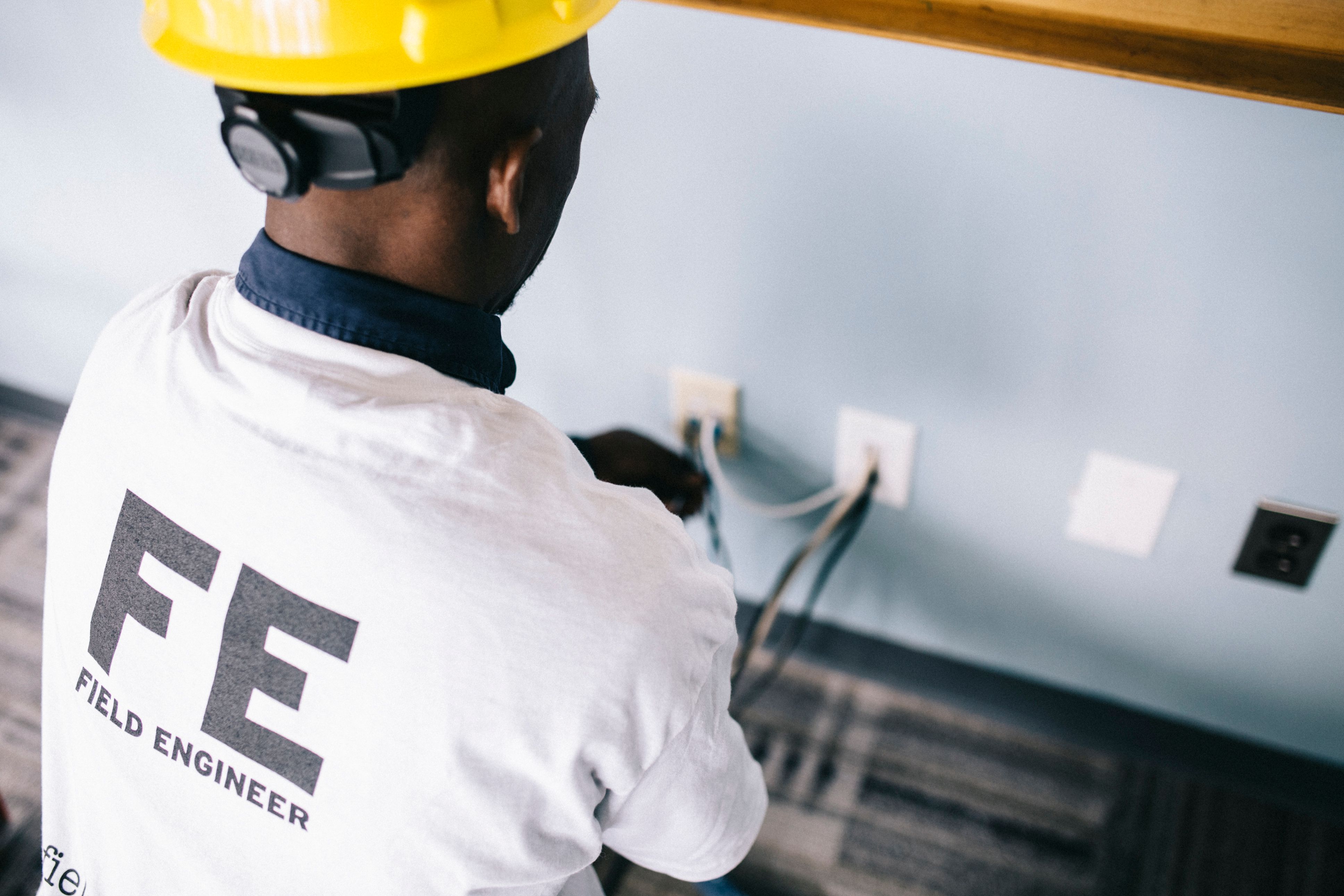 Electrical contractor at work